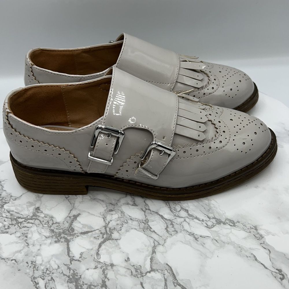 ASOS MASTERMIND Monk Grey Patent Flat Shoes-37/US 6